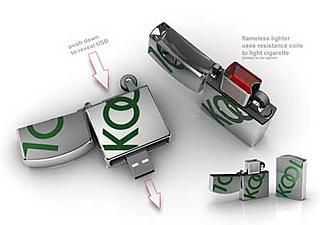 For smokers: usb memory stick built-in lighter